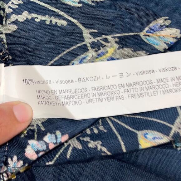 Zara Basic z1975 Floral Flare Dress Bell Sleeve Empire Waist Size Large - Picture 5 of 6